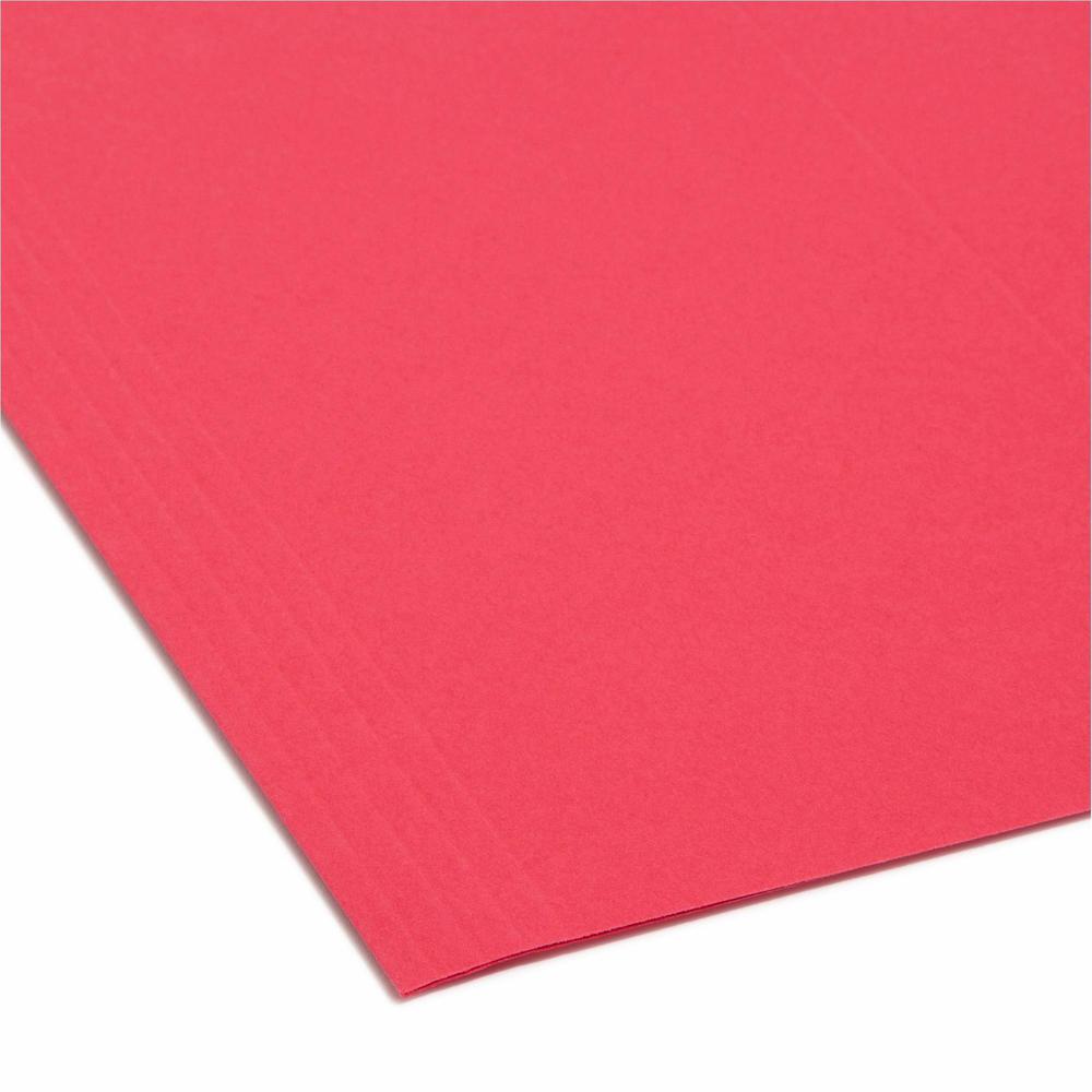 Smead Colored 1/5 Tab Cut Letter Recycled Hanging Folder - 8 1/2" x 11" - Top Tab Location - Assorted Tab Position - 11 pt. - Vinyl - Red - 10% Recycled - 25 / Box. Picture 3