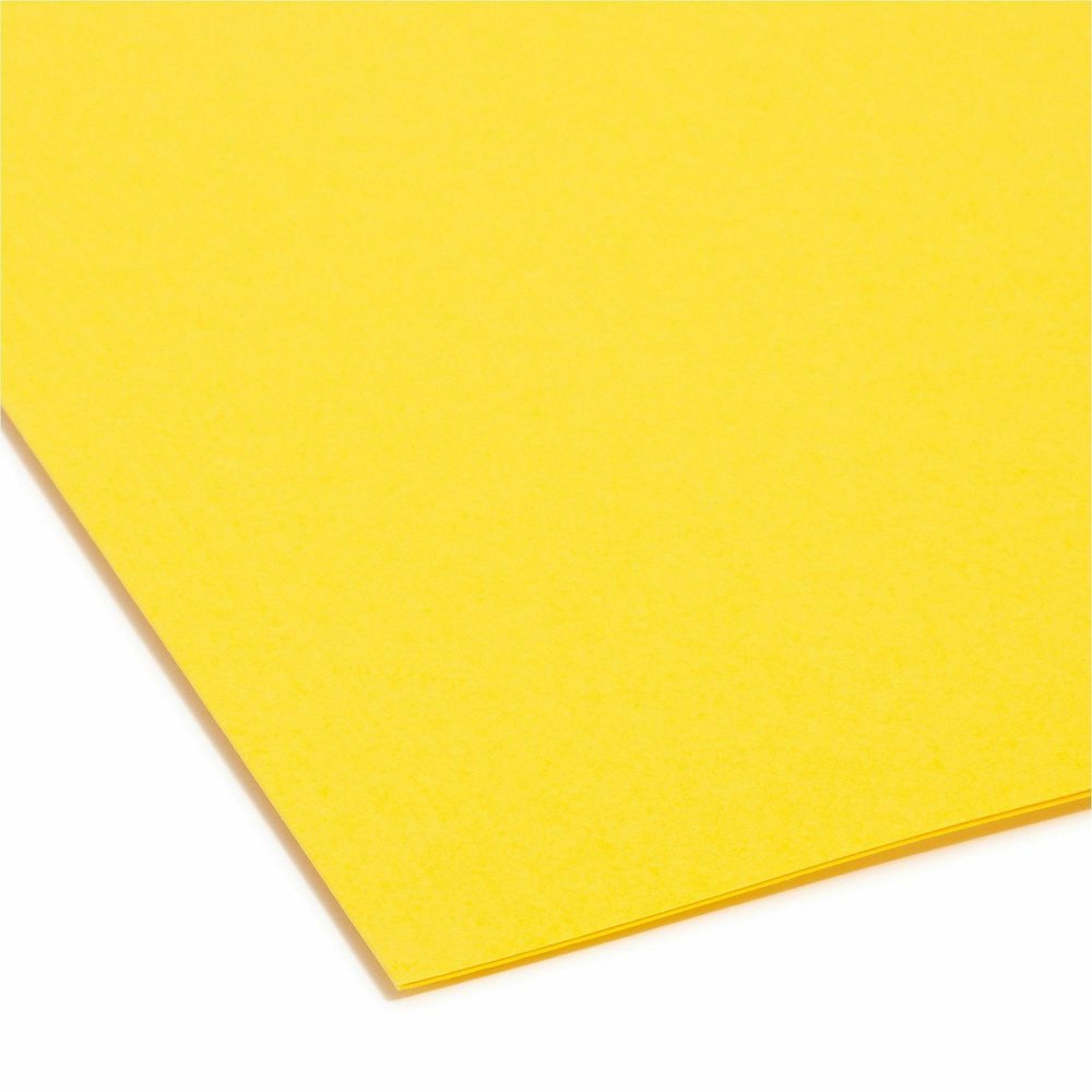 Smead Colored 1/5 Tab Cut Letter Recycled Hanging Folder - 8 1/2" x 11" - Top Tab Location - Assorted Tab Position - 11 pt. - Vinyl - Yellow - 10% Recycled - 25 / Box. Picture 3
