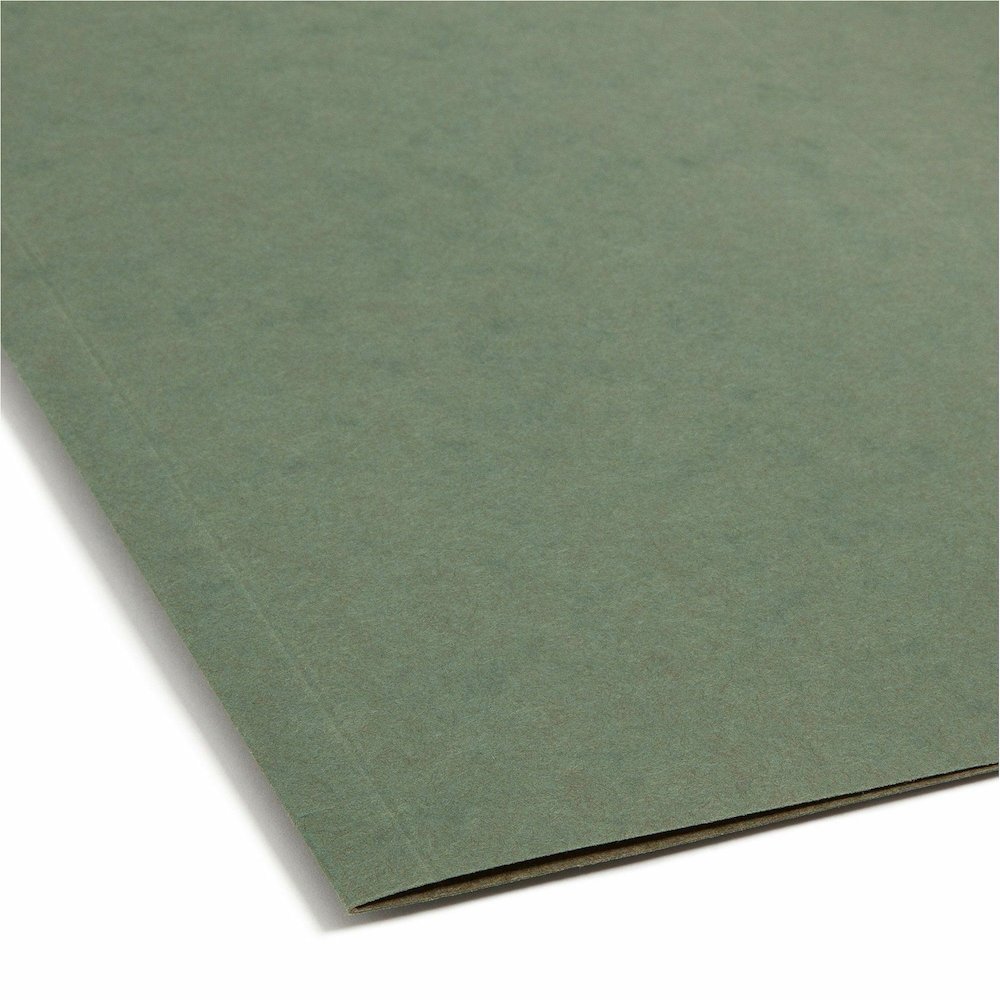 Smead Letter Recycled Hanging Folder - 8 1/2" x 11" - 1" Expansion - 11 pt. - Pressboard - Standard Green - Reinforced Base - 10% Recycled - 25 / Box. Picture 3