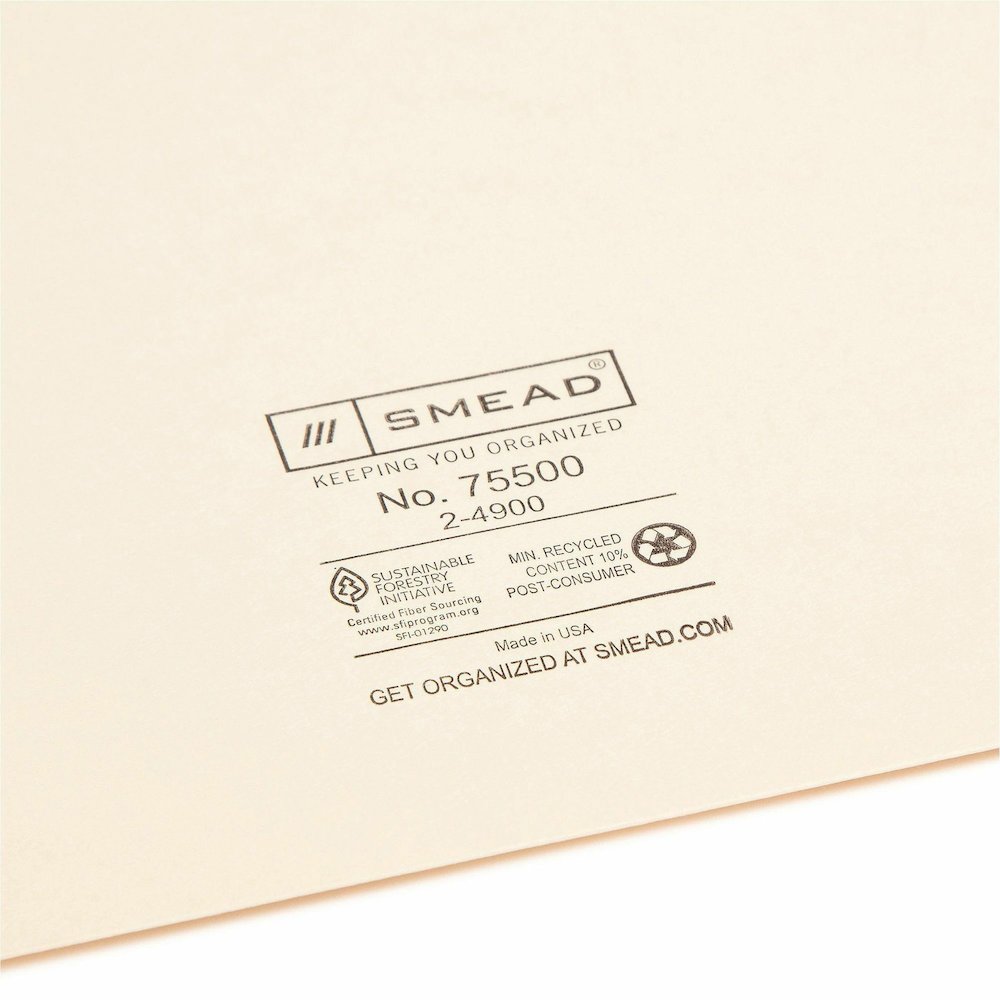 Smead Straight Tab Cut Letter Yes File Jacket - 8 1/2" x 11" - 11 pt. - 2 Plys - Manila - Reinforced, Slip Resistant - 10% Recycled - 100 / Box. Picture 3