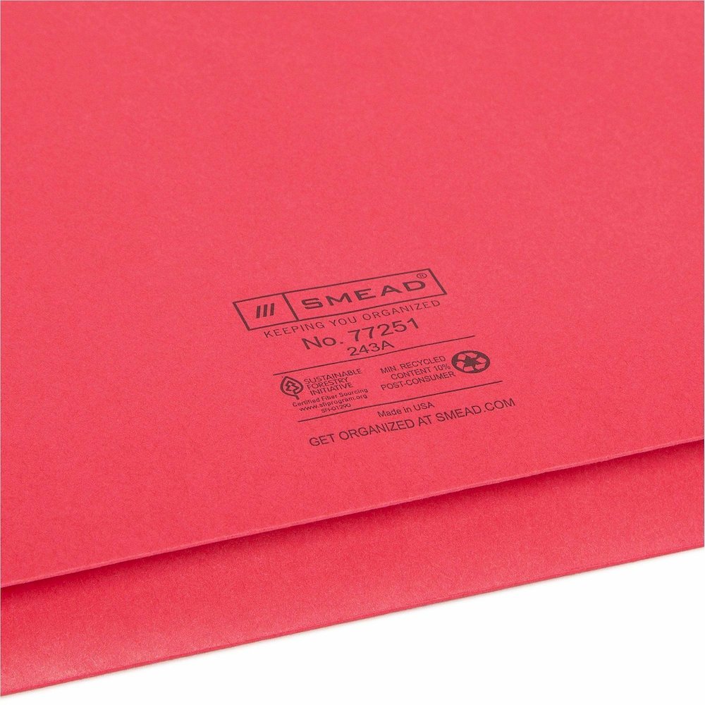 Smead Recycled File Wallet - 11 3/4" x 9 1/2" - 2" Expansion - 11 pt. - Blue, Green, Red, Yellow - Elastic Closure, Heavy Duty, Flap Closure - 10% Recycled - 50 / Box. Picture 3