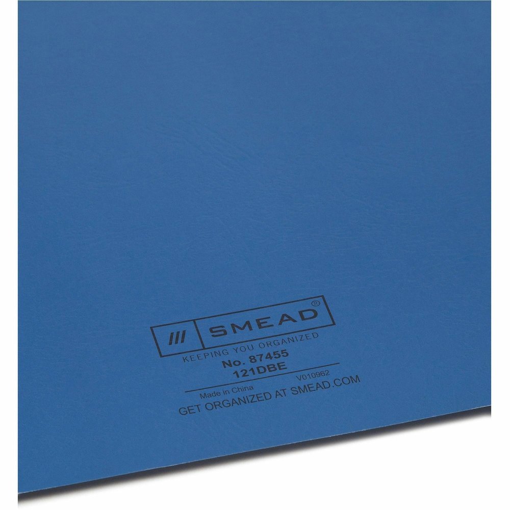 Smead Letter Recycled Report Cover - 8 1/2" x 11" - 3 Fastener - 1/2" for Folder - 12 pt. - Vinyl, Metal - Dark Blue - 50% Recycled - 25 / Box. Picture 3