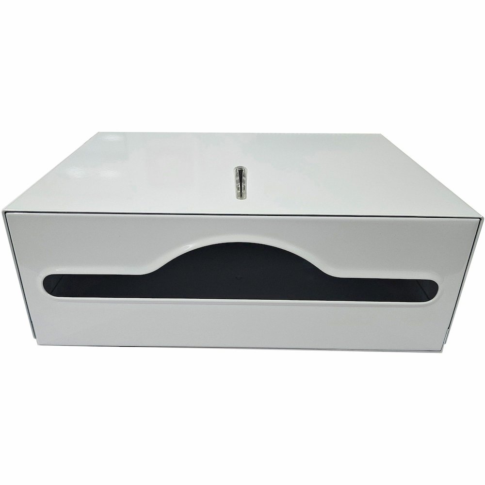 Genuine Joe C-Fold/Multi-fold Towel Dispenser Cabinet - C Fold, Multifold Dispenser - 13.5" Height x 11" Width x 4.3" Depth - Stainless Steel, Metal - White - Wall Mountable - 1 Each. Picture 3