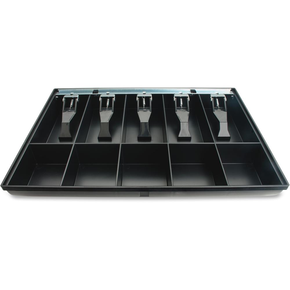 Sparco Locking Cover Money Tray - 5 Bill/5 Coin Compartment(s) - Black - Plastic, Steel - 1 Each. Picture 9