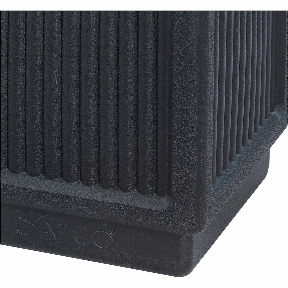 Safco Recessed Panels Waste Receptacle - 15 gal Capacity - 32.8" Height x 13.8" Width x 13.8" Depth - Polyethylene - Black - 1 Each. Picture 3