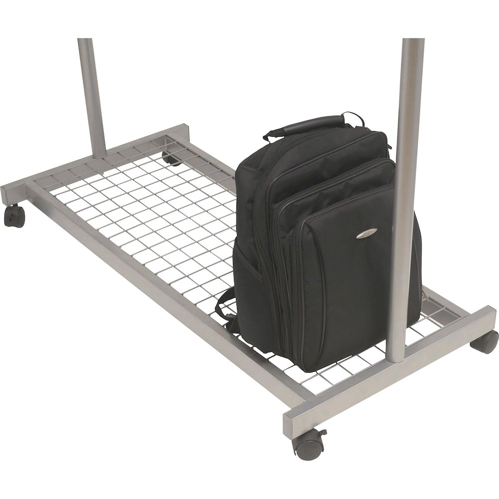 Alba 2-shelf Mobile Chrome Coat Rack - 36 x Hanger - 72" Height x 45" Width x 22" Depth - Hanging Hook, Built-in Wheels - Chrome - 1 Each. Picture 3