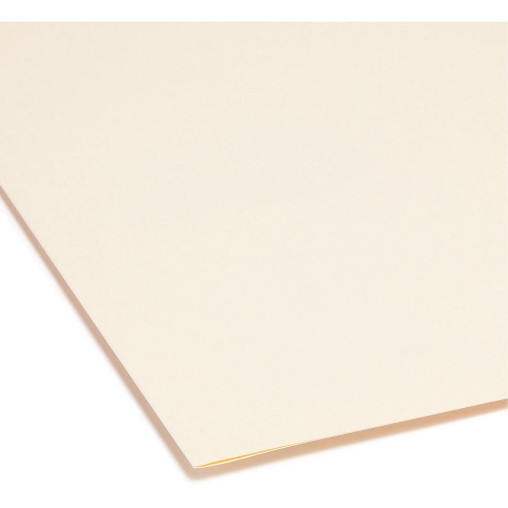 Smead 1/3 Tab Cut Letter Recycled Top Tab File Folder - 8 1/2" x 11" - Top Tab Location - Assorted Position Tab Position - Manila - Manila - 10% Recycled - 100 / Box. Picture 3