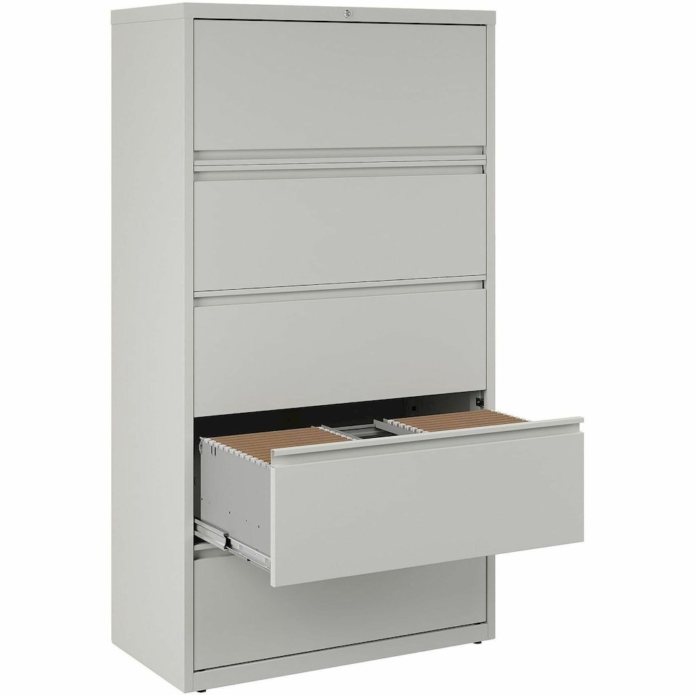 Lorell Fortress Series Lateral File - 36" Width x 18.6" Depth x 67.7" Height - 5 x Drawer(s) for File - Legal, Letter, A4 - Lateral - Rust Proof, Leveling Glide, Interlocking, Ball-bearing Suspension,. Picture 3