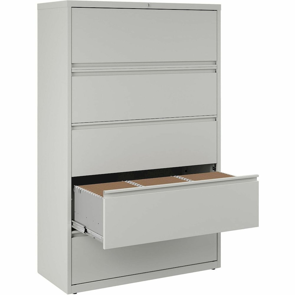 Lorell Fortress Series Lateral File - 42" Width x 18.6" Depth x 67.7" Height - 5 x Drawer(s) for File - Legal, Letter, A4 - Lateral - Rust Proof, Leveling Glide, Interlocking, Ball-bearing Suspension,. Picture 3