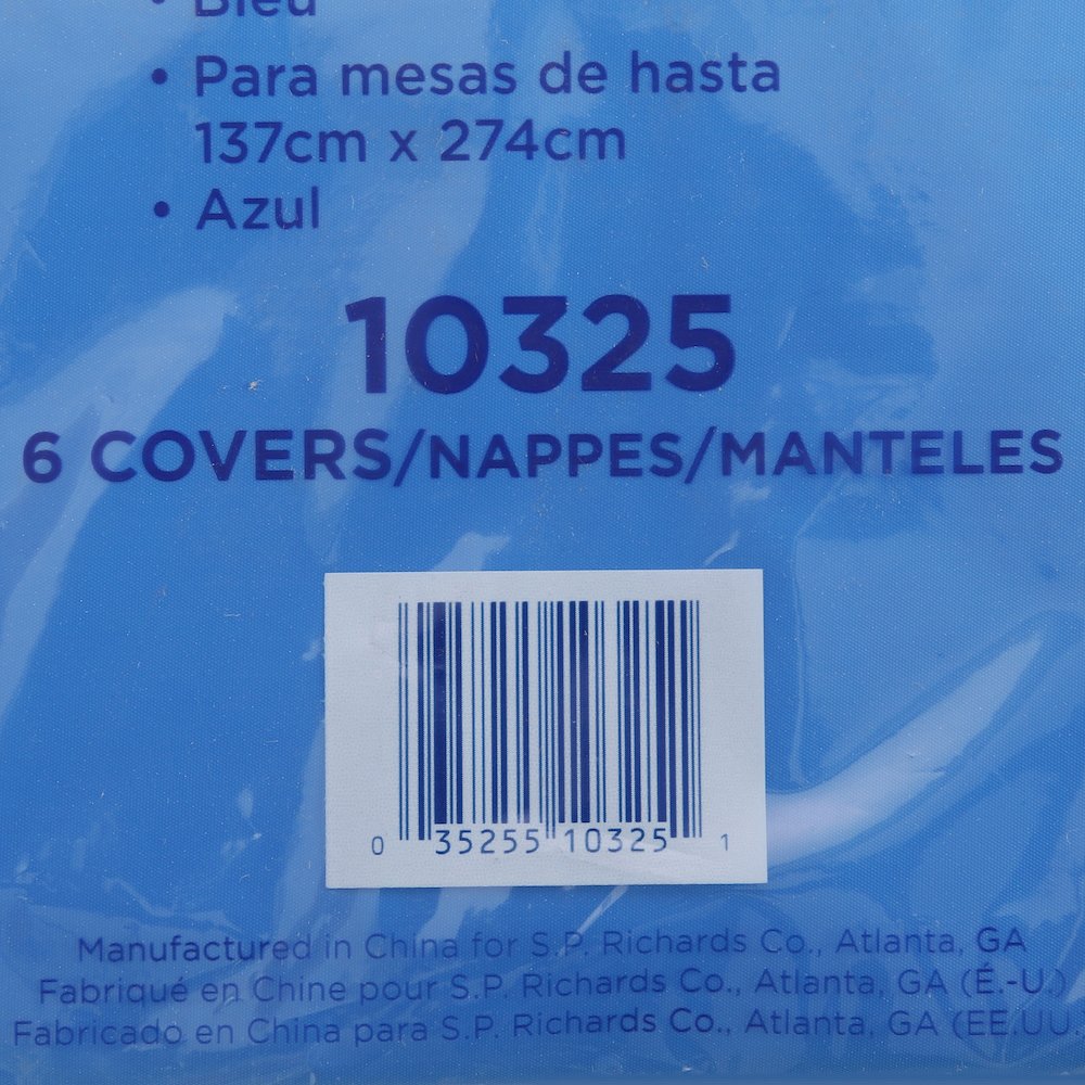 Genuine Joe Plastic Rectangular Table Covers - 108" Length x 54" Width - Plastic - Blue - 6 / Pack. Picture 3