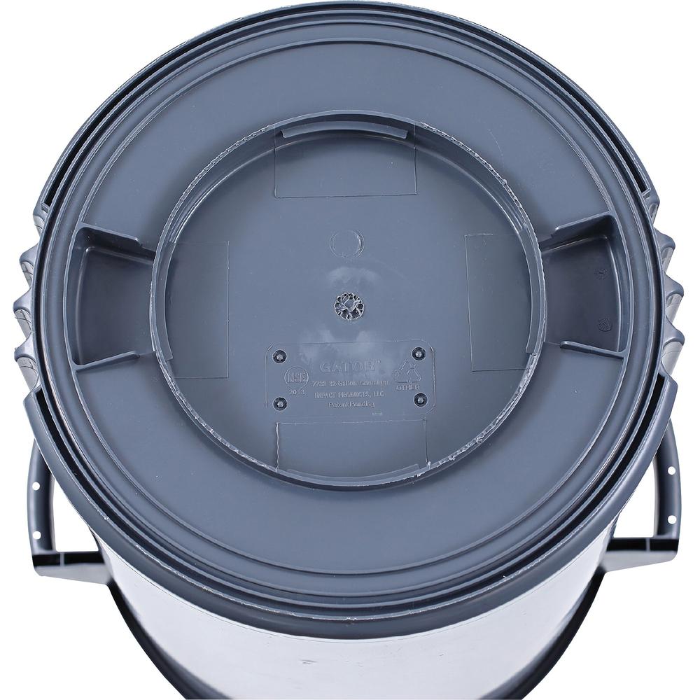 Genuine Joe Heavy-Duty Trash Container - 32 gal Capacity - Side Handle, Venting Channel - Plastic - Gray - 1 Each. Picture 3