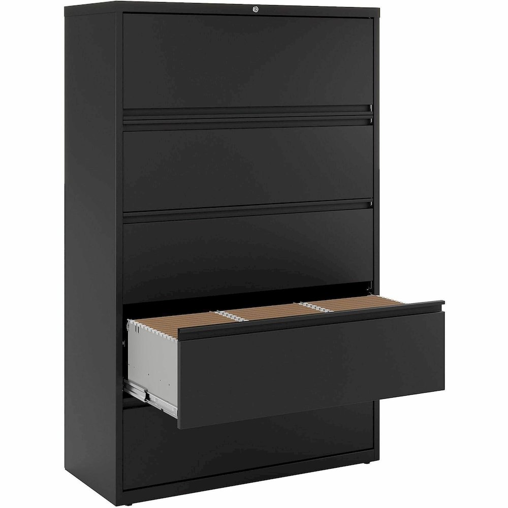 Lorell Fortress Series Lateral File - 42" Width x 18.6" Depth x 67.7" Height - 5 x Drawer(s) for File - Letter, Legal, A4 - Lateral - Interlocking, Label Holder, Leveling Glide, Ball-bearing Suspensio. Picture 3