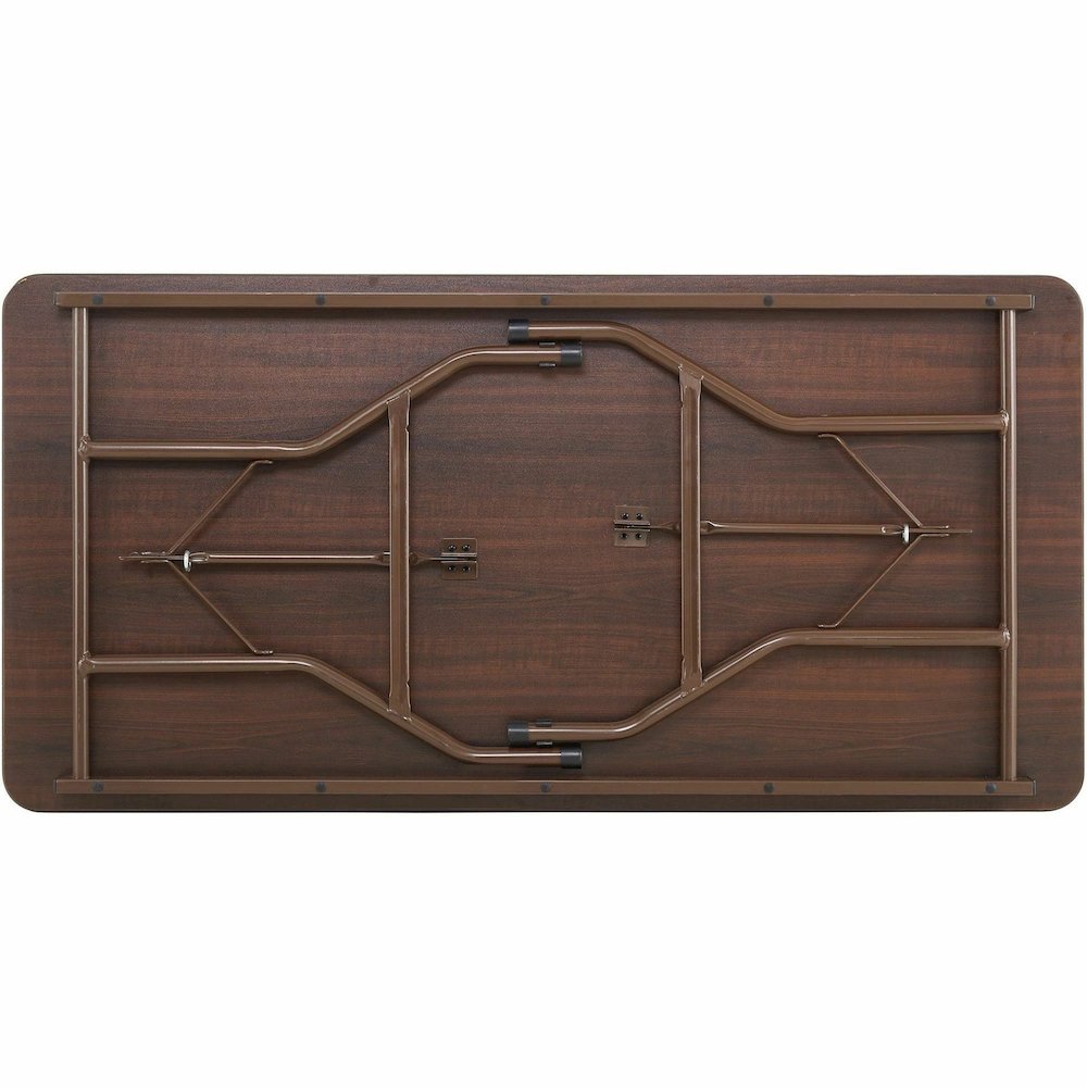 Lorell Economy Folding Table - Melamine Rectangle Top - 500 lb Capacity - 60" Table Top Length x 30" Table Top Width x 0.63" Table Top Thickness - 29" Height - Mahogany - 1 Each. Picture 3