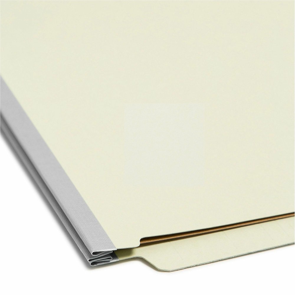 Smead Legal Yes Classification Folder - 8 1/2" x 14" - 2" Expansion - 6 x 2K Fastener - End Tab Location - 2 Divider - 25 pt. - Pressboard - Gray, Green - Tear Resistant - 100% Recycled - 10 / Box. Picture 3