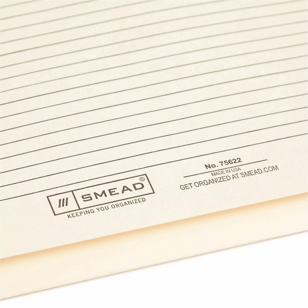 Smead Straight Tab Cut Letter Recycled File Jacket - 8 1/2" x 11" - 2" Expansion - Top Tab Location - 11 pt. - 2 Plys - Manila - Reinforced Tab, Slip Resistant - 10% Recycled - 50 / Box. Picture 3