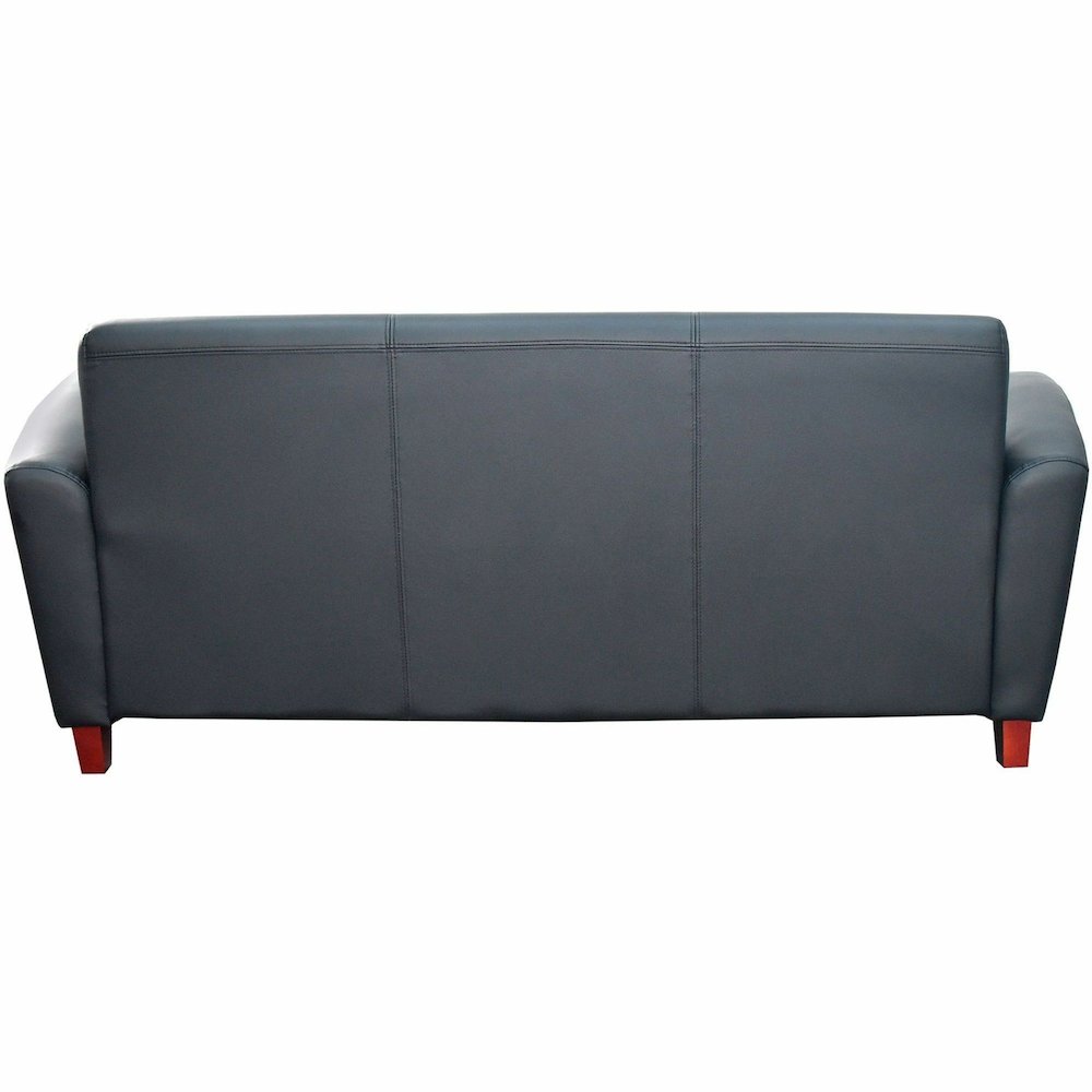 Lorell Accession Reception Sofa - 75" x 34.5" x 31.3" Overall Dimension - Leather Black Seat - Leather Black Back - 1 Each. Picture 3