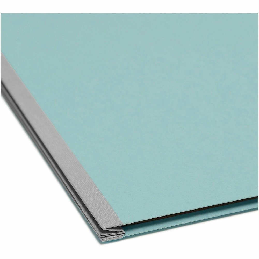 Smead 2/5 Tab Cut Legal Recycled Classification Folder - 8 1/2" x 14" - 3" Expansion - 2 x 2K Fastener - Top Tab Location - Right of Center Tab Position - 3 Divider - 25 pt. - Pressboard - Blue - Eco-. Picture 3