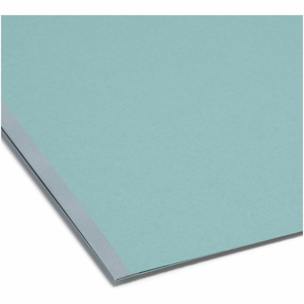 Smead 1/3 Tab Cut Letter Recycled Fastener Folder - 8 1/2" x 11" - 2" Expansion - 2 x 2K Fastener - Assorted Tab Position - 1 Plys - Pressboard - Blue - Eco-friendly, Heavy Duty, Dye-free - 100% Recyc. Picture 3