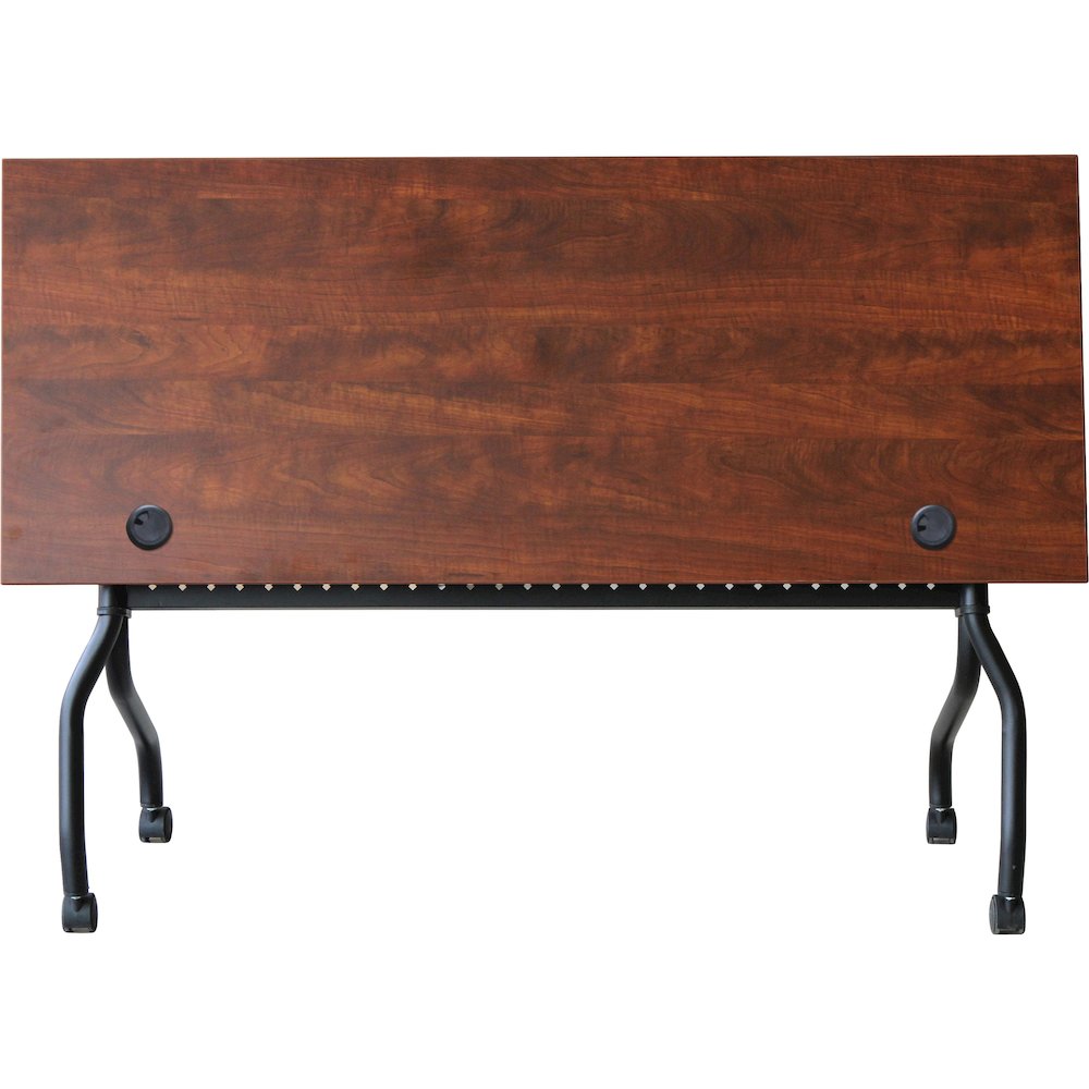Lorell Flip Top Training Table - Rectangle Top - Four Leg Base - 4 Legs - 60" Table Top Width x 23.60" Table Top Depth - 29.50" Height x 59" Width x 23.63" Depth - Assembly Required - Cherry - Melamin. Picture 3
