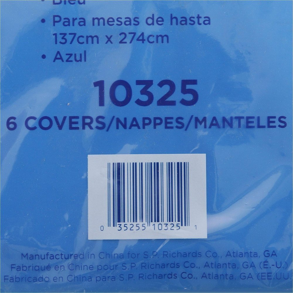 Genuine Joe Plastic Rectangular Table Covers - 108" Length x 54" Width - Plastic - Blue - 6/Pack - 4 / Carton. Picture 3