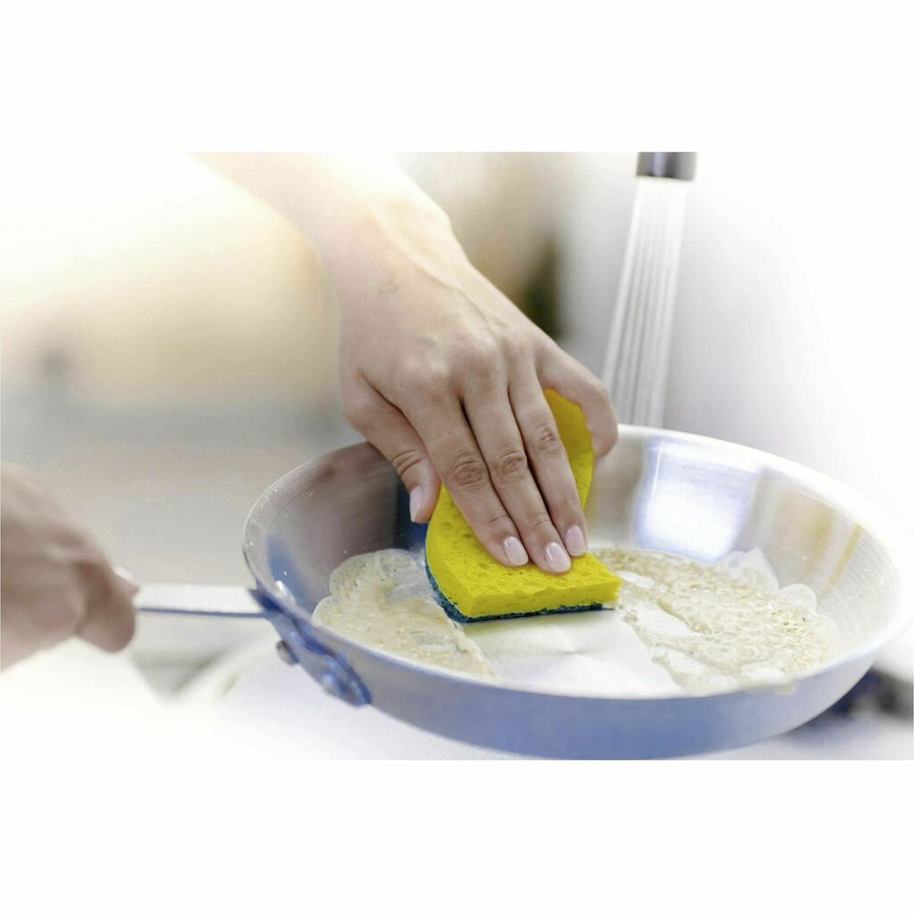 Scotch-Brite Heavy-Duty Scrub Sponges - 2.8" Height x 4.5" Width x 0.6" Depth - 6/Pack - 6 / Carton - Green, Yellow. Picture 3