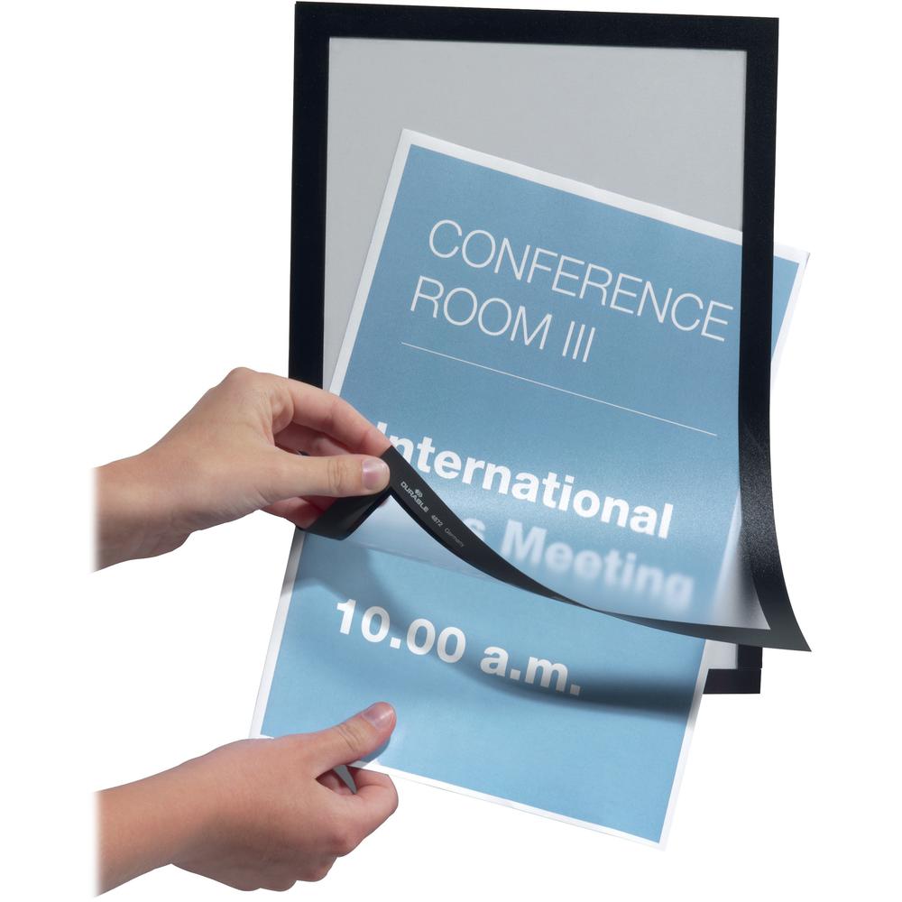DURABLE&reg; DURAFRAME&reg; Self-Adhesive Magnetic Letter Sign Holder - Horizontal or Vertical, 9.5" x 12" Frame Size - Holds 8.5" x 11" Insert, 2 -Pack, Black. Picture 7