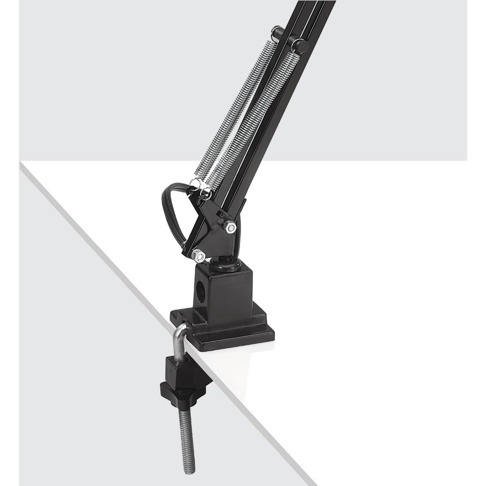 Lorell Architect LED Desk Lamp with Clamp - 10 W LED Bulb - Desk Mountable - Black - for Desk, Table. Picture 8