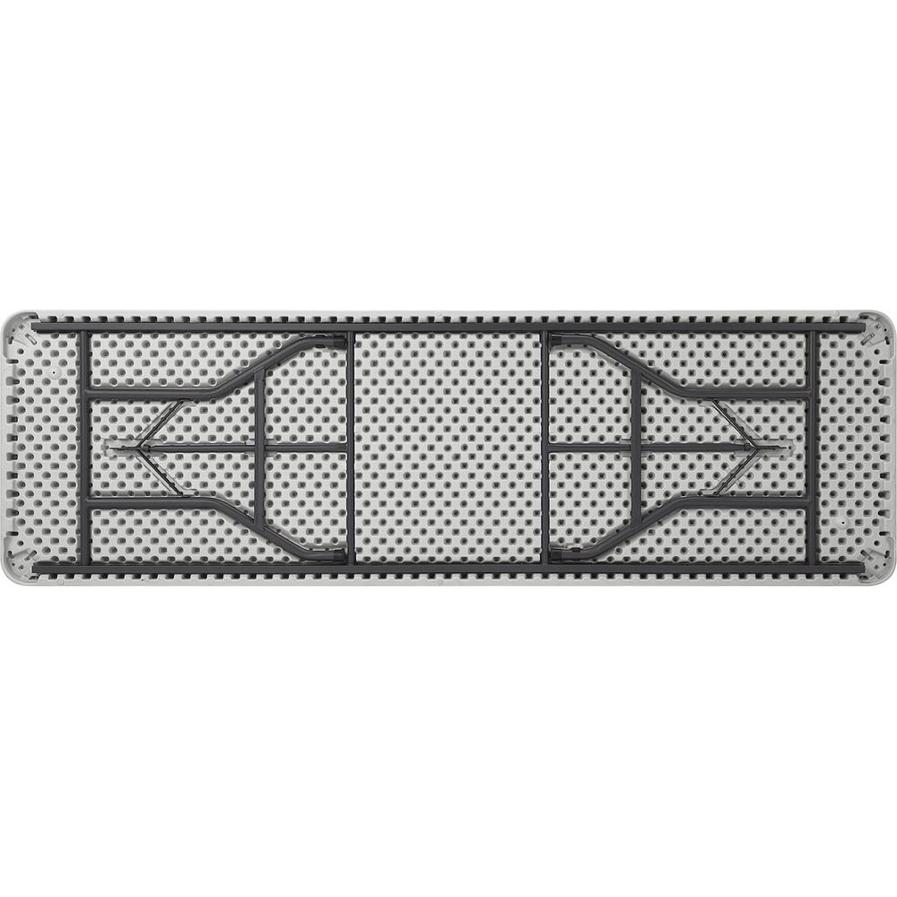 Lorell Extra-Capacity Ultra-Lite Folding Table - Light Gray Top - Dark Gray Base - 750 lb Capacity - 96" Table Top Width x 30" Table Top Depth - 29.25" Height - Gray - High-density Polyethylene (HDPE). Picture 2