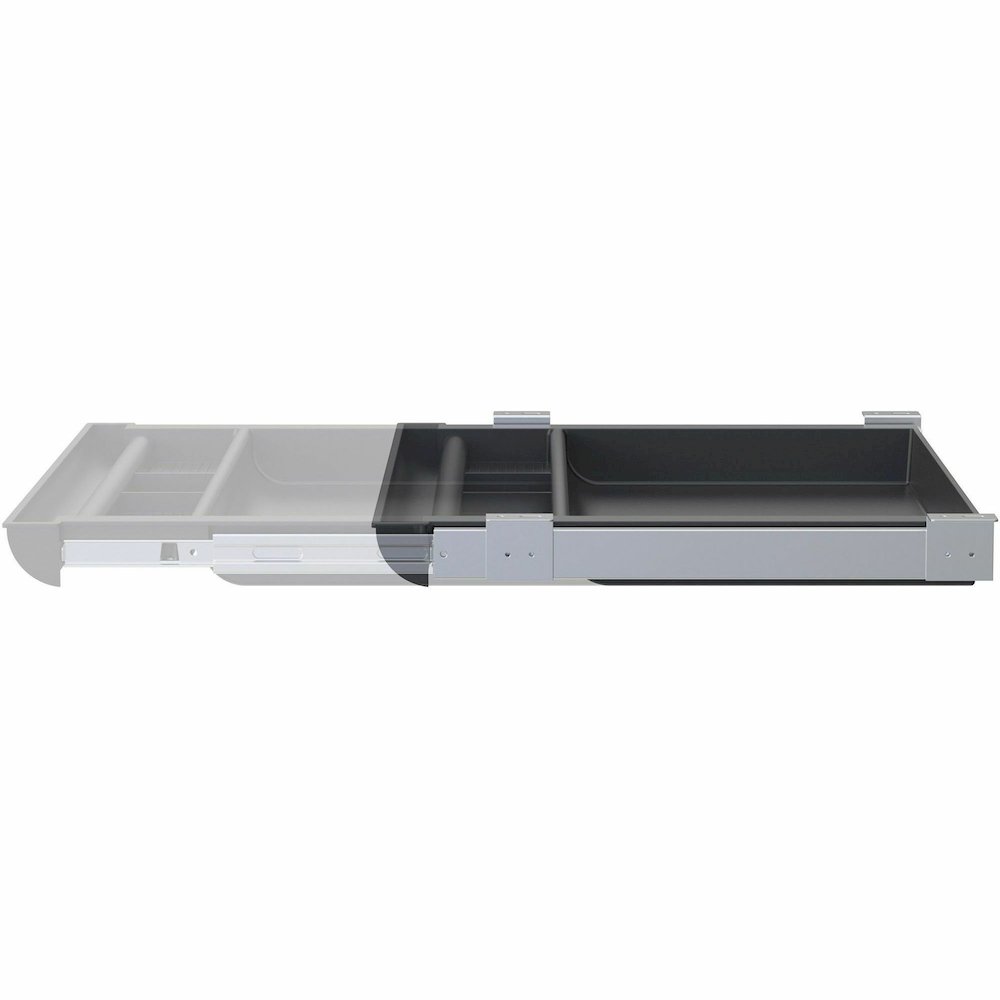 Lorell Laminate Desk 4-compartment Drawer - x 20.5" Width x 16" Depth - Material: Acrylonitrile Butadiene Styrene (ABS) - Finish: Black - 1 Each. Picture 3