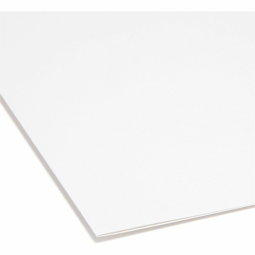 Smead SuperTab 1/3 Tab Cut Letter Recycled Top Tab File Folder - 8 1/2" x 11" - 3/4" Expansion - Assorted Tab Position - 11 pt. - White - Labeling Area, Sturdy, Durable - 10% Recycled - 100 / Box. Picture 3