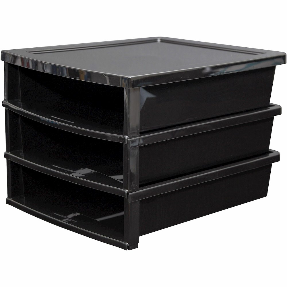 Storex Quick Stack Construction Paper Sorter - 500 x Sheet - 3 Compartment(s) - 8.40" Height x 11.25" Width x 13" Length - Black - Plastic - 1 Each. Picture 3