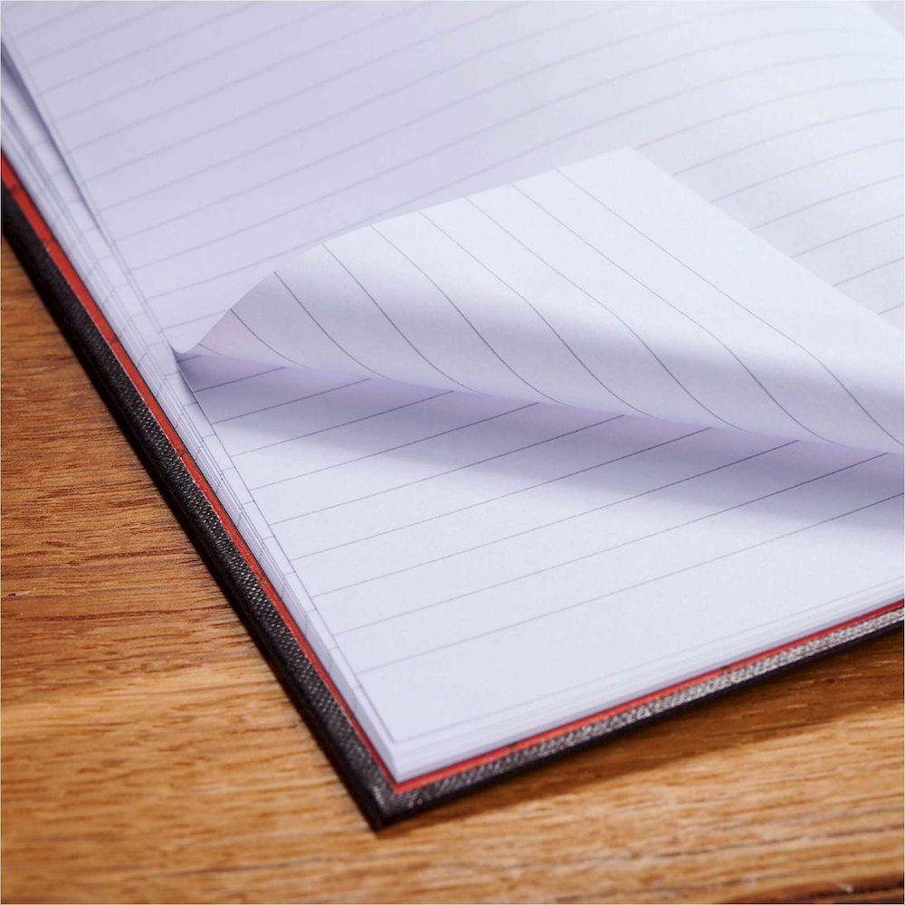 Black n' Red Casebound Hardcover Notebook 3-pack - Case Bound - 12" Height x 8.5" Width x 1.7" Length - Matte Cover - Hard Cover, Bleed Resistant, Ribbon Marker - 3 / Pack. Picture 3