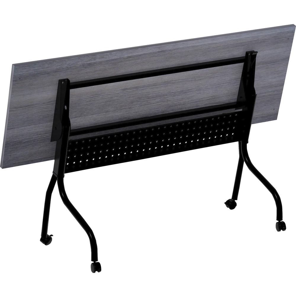 Lorell Flip Top Training Table - Charcoal Rectangle, Melamine Top - Black Four Leg Base - 4 Legs x 72" Table Top Width x 23.60" Table Top Depth - 29.50" Height - Melamine - 1 Each. Picture 2