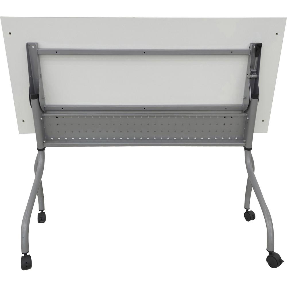 Lorell Flip Top Training Table - White Rectangle Top - Silver Folding Base - 4 Legs - 23.60" Table Top Length x 48" Table Top Width - 29.50" Height - Assembly Required - Melamine Top Material - 1 Each. Picture 2