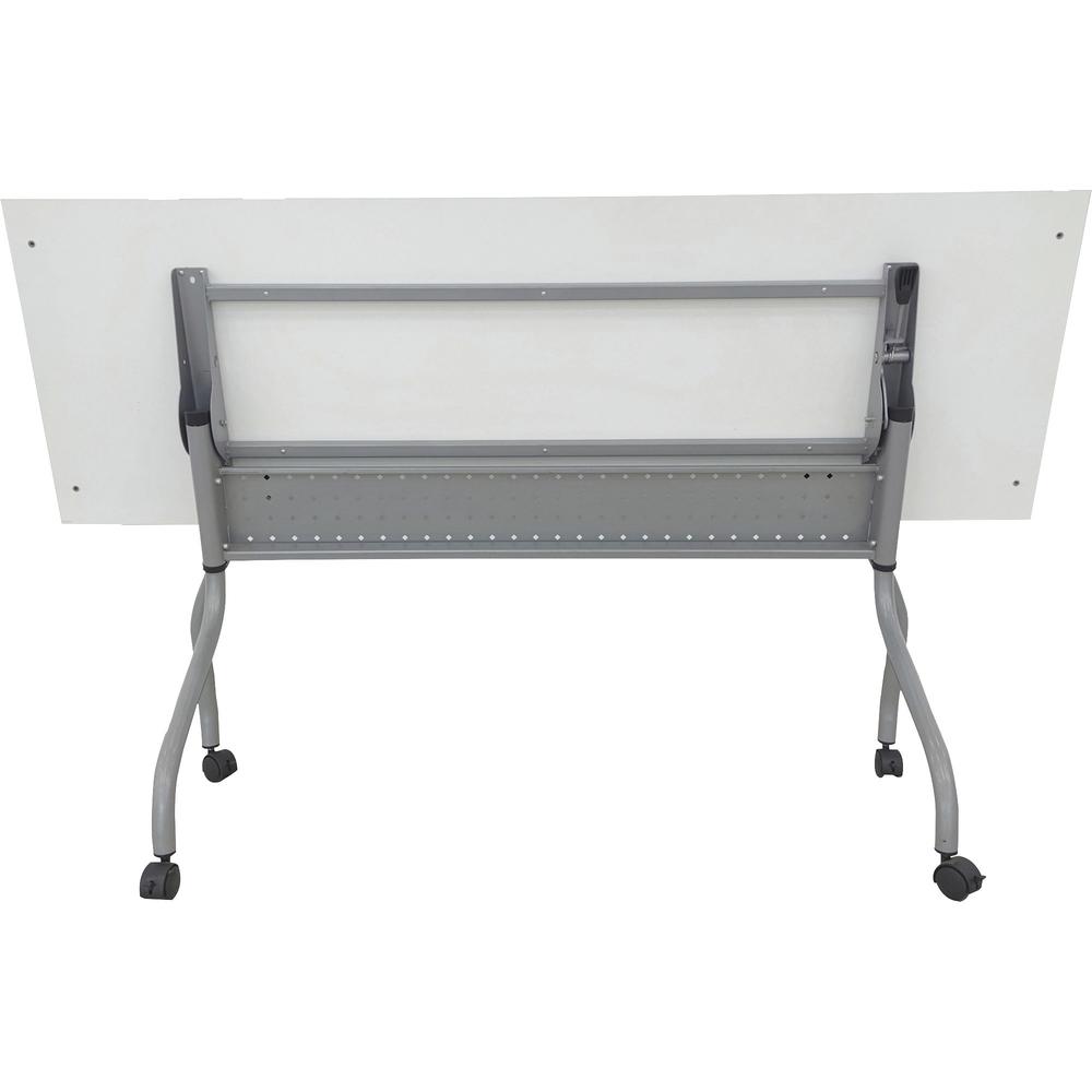 Lorell Flip Top Training Table - White Top - Silver Base - 4 Legs - 23.60" Table Top Length x 72" Table Top Width - 29.50" Height - Assembly Required - Melamine Top Material - 1 Each. Picture 2