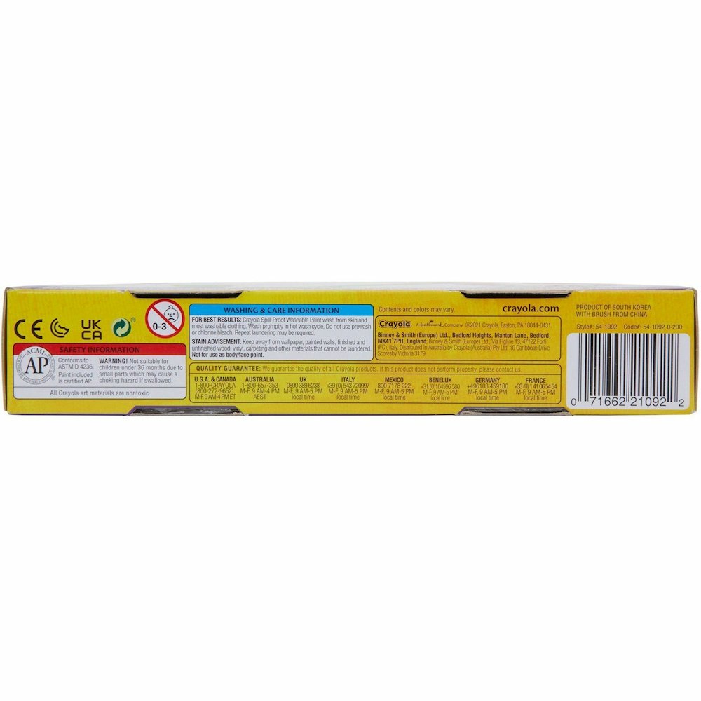 Crayola Spill Proof Washable Paint Set - 5 Color(s) - Washable - 1 Kit. Picture 3