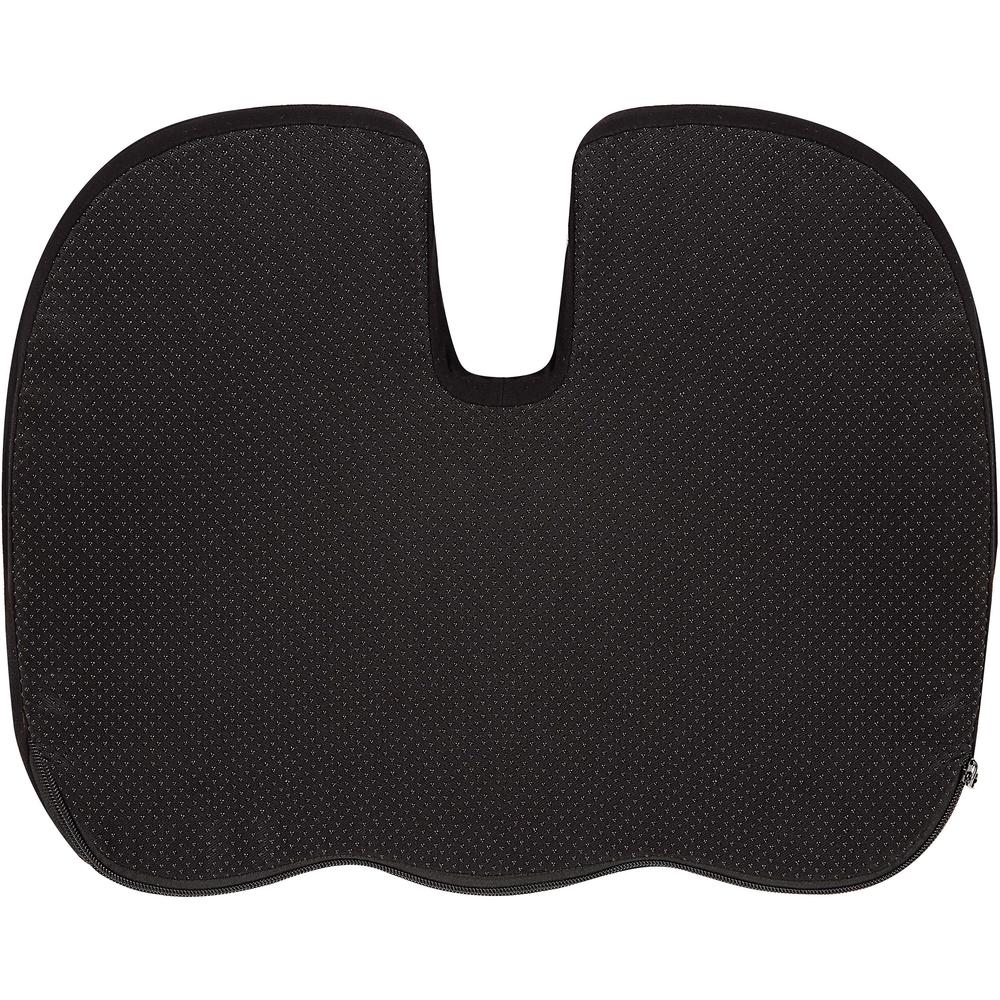 Lorell Butterfly-Shaped Seat Cushion - 17.50" x 15.50" - Fabric, Memory Foam, Silicone - Butterfly - Comfortable, Ergonomic Design, Durable, Machine Washable, Zippered, Anti-slip - Black - 1 Each. Picture 5