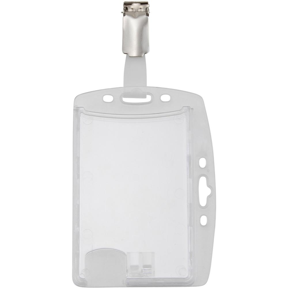 Advantus Plastic ID Card Holders - Horizontal/Vertical - Plastic - Clear - Rotating Clip - 25 / Pack. Picture 3