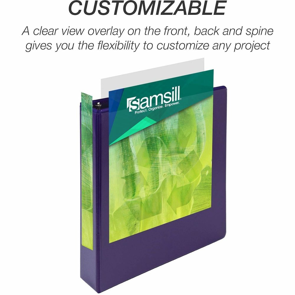 Samsill Earth's Choice Plant-based View Binders - 1 1/2" Binder Capacity - Letter - 8 1/2" x 11" Sheet Size - 3 Ring - Fastener: Round Ring - Chipboard, Polypropylene, Plastic - Purple - Recycled - Bi. Picture 3