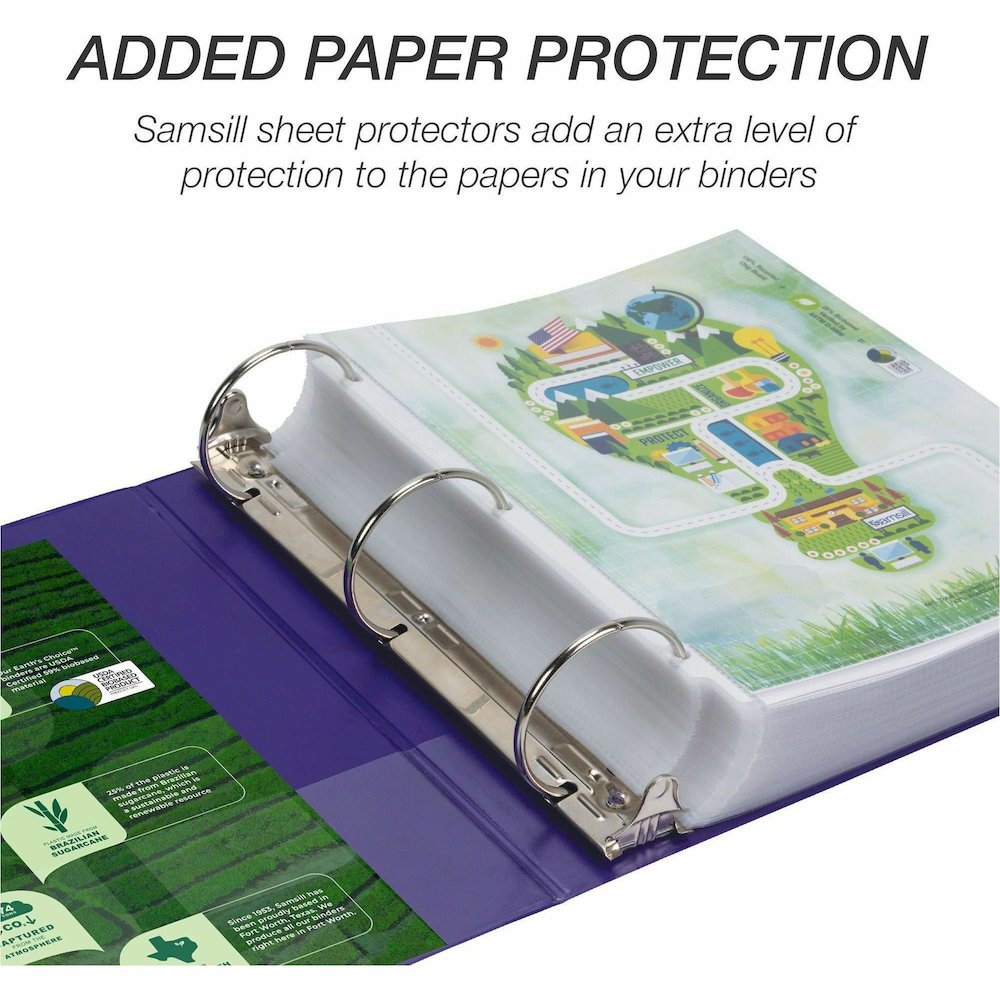 Samsill Earth's Choice Plant-based View Binders - 3" Binder Capacity - Letter - 8 1/2" x 11" Sheet Size - 3 Ring - Fastener: Round Ring - Chipboard, Polypropylene, Plastic - Purple - Recycled - Durabl. Picture 3