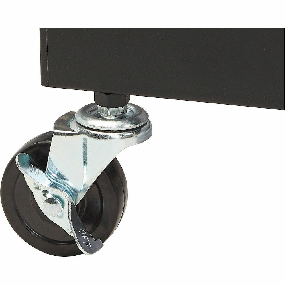 National Public Seating PRC200 Premium Presentation Cart - 4 Shelf - 4 Casters - 3" Caster Size - 18" Width x 30" Depth x 40.50" Height - Black Steel Frame - Ivory, Black - 1 Each. Picture 3