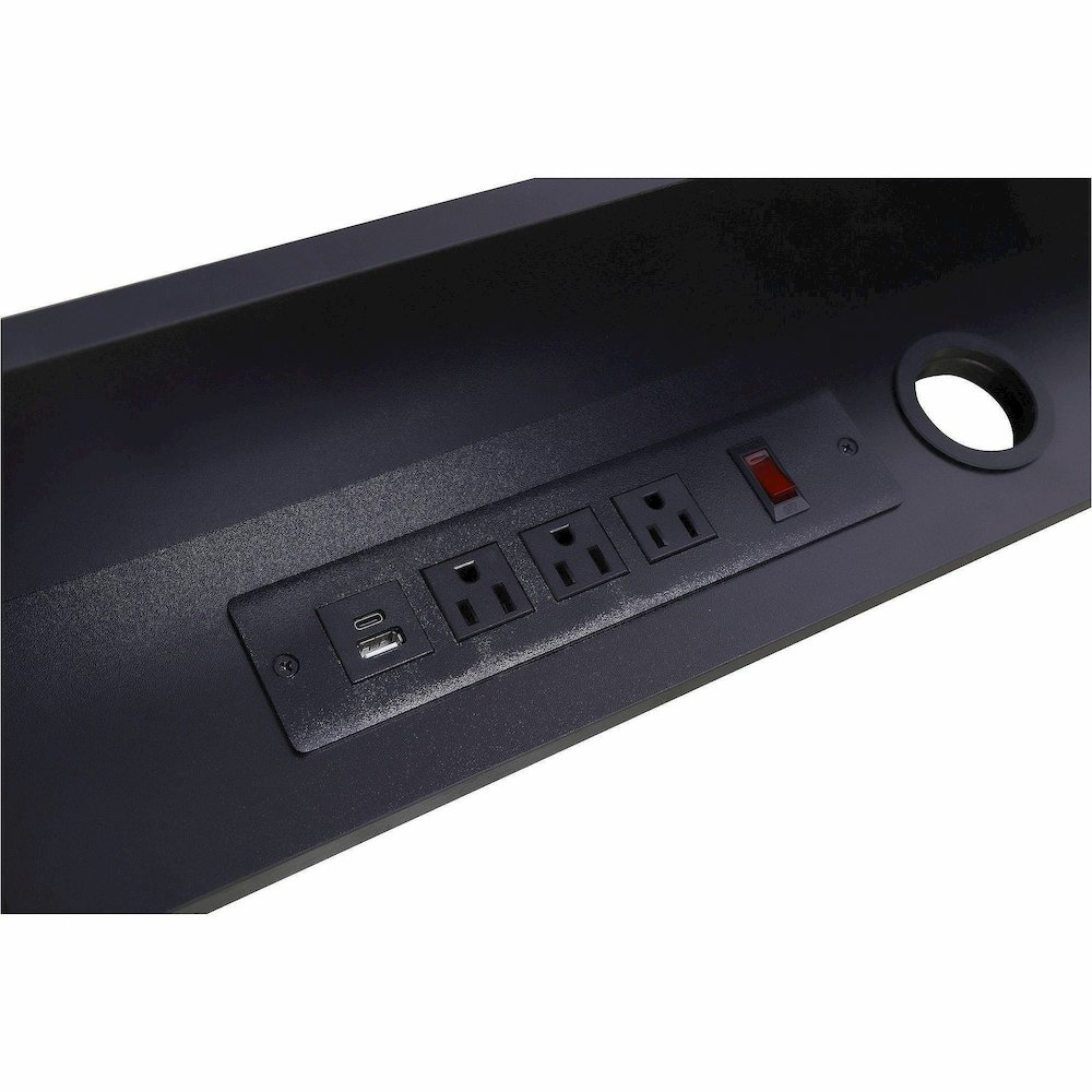Rocelco DMSV Dual Monitor Stand - 4.70" Height x 30" Width x 9" Depth - Desk - Black - For Monitor - Electrical Outlet, USB Charging Port, Cable Management. Picture 3
