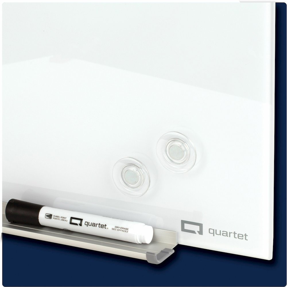 Quartet InvisaMount Magnetic Glass Board - 48" (4 ft) Width x 48" (4 ft) Height - White Glass Surface - Horizontal - Magnetic - Frameless, Accessory Tray, Non-absorbent, Stain Resistant, Ghost Resista. Picture 3