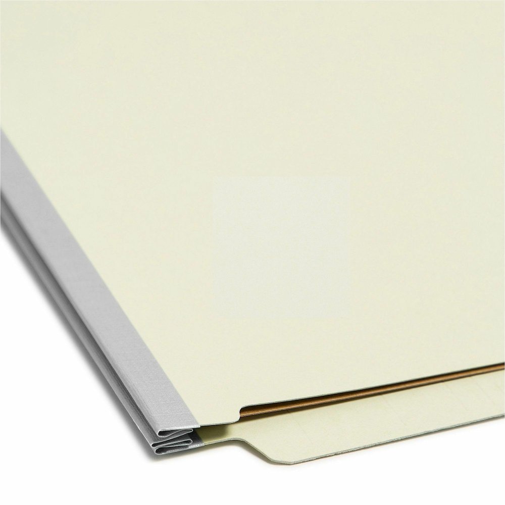 Smead Straight Tab Cut Legal Recycled Classification Folder - 8 1/2" x 14" - 2" Expansion - 2 x 2S Fastener - 2" for Folder - End Tab Location - 2 Divider - 25 pt. - Pressboard - Gray, Green - Heavy D. Picture 3