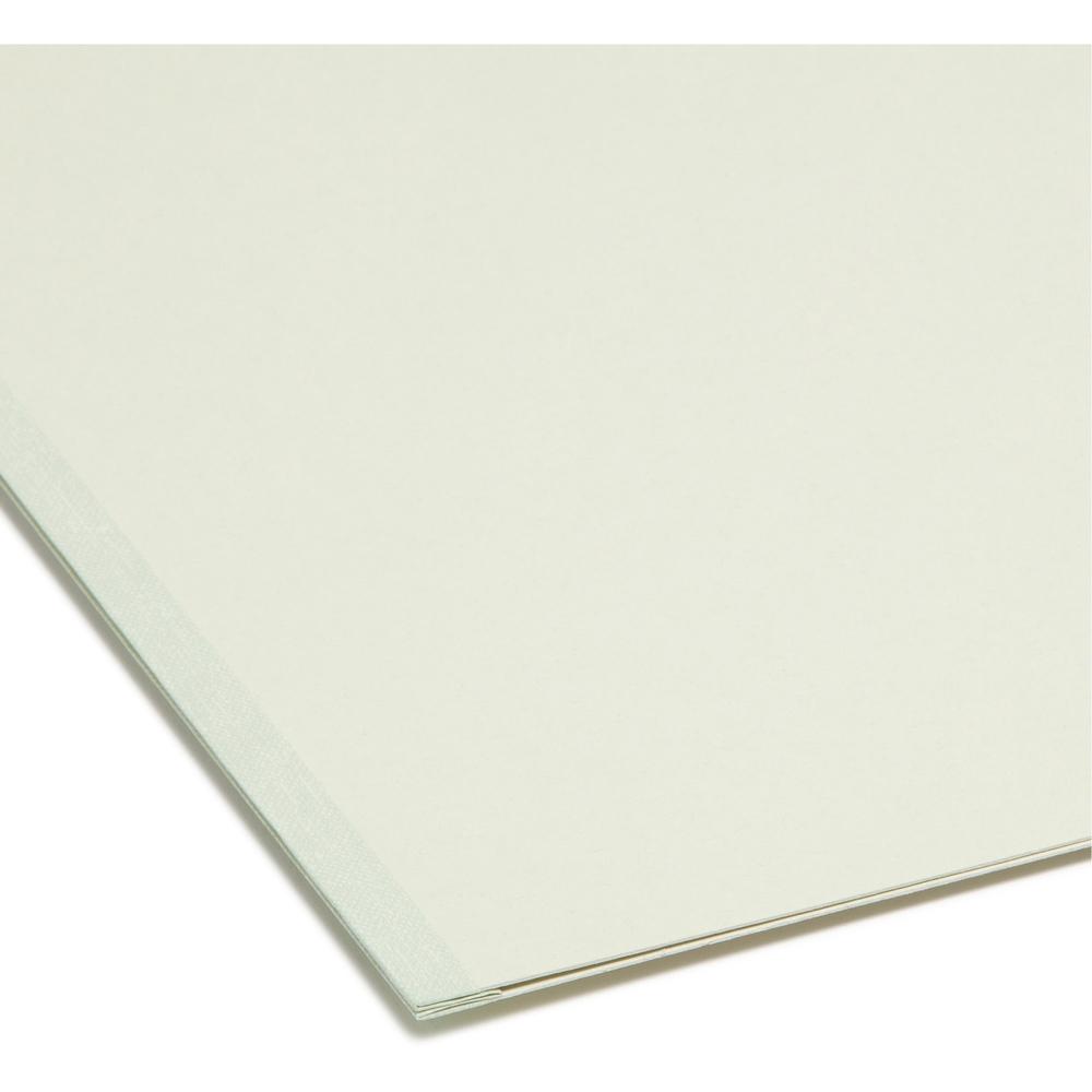 Smead Straight Tab Cut Letter Recycled Top Tab File Folder - 1" Folder Capacity - 8 1/2" x 11" - 1" Expansion - Pressboard - Gray, Green - 100% Recycled - 25 / Box. Picture 2