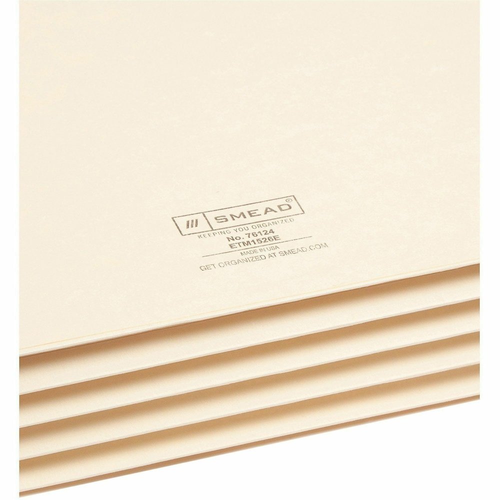 Smead Straight Tab Cut Legal Recycled File Pocket - 8 1/2" x 14" - 3 1/2" Expansion - 2 Plys - Manila - Tear Proof - 10% Recycled - 25 / Box. Picture 3