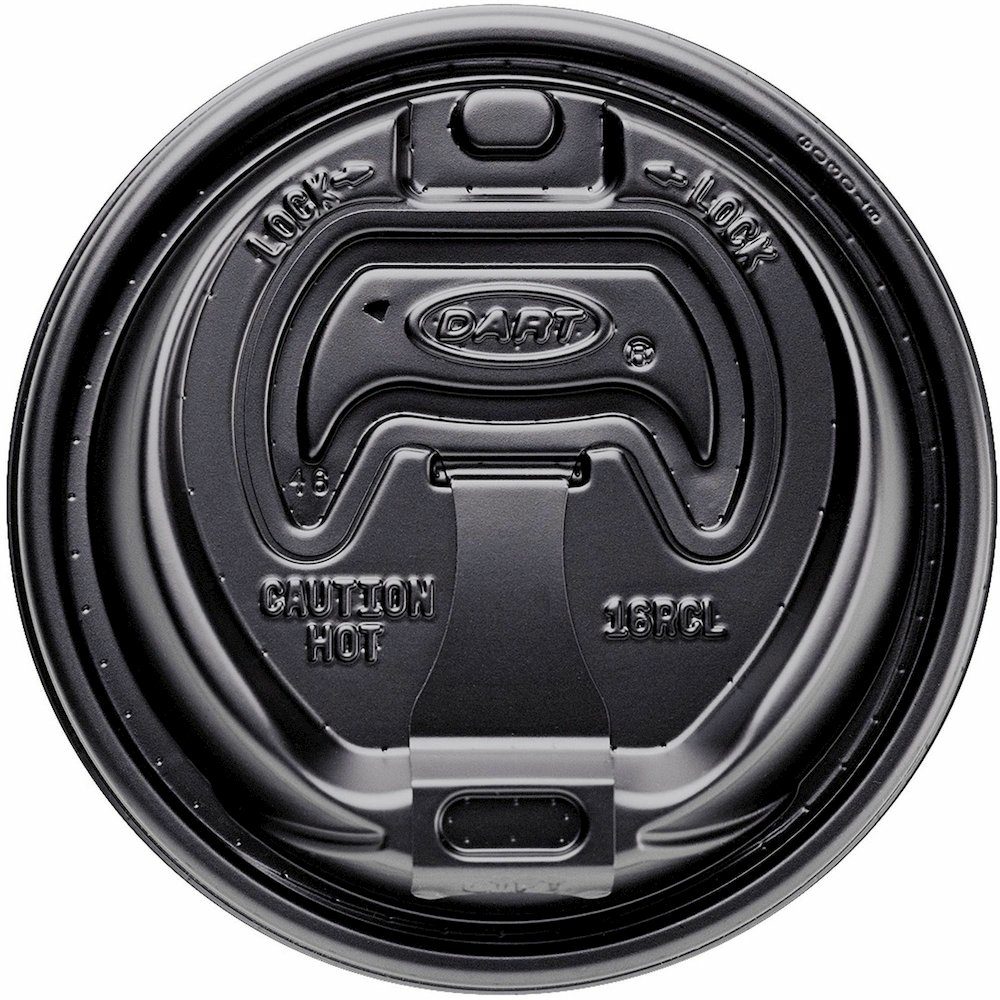 Dart Black Plastic Reclosable Lids - Round - Plastic - Black - 100/Bag - 1000 / Carton. Picture 3