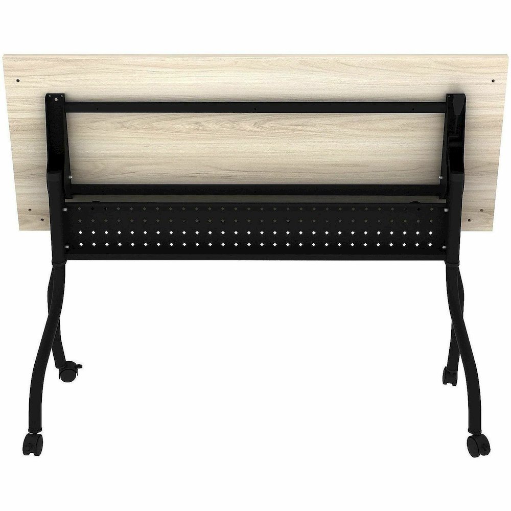 Lorell Modern Elm/Black Flip-Up Training Tables - Melamine Top - Black Four Leg Base - 4 Legs - 60" Table Top Width x 23.60" Table Top Depth - 29.50" Height - Training - Assembly Required - Modern Elm. Picture 3