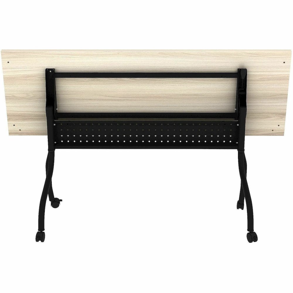 Lorell Modern Elm/Black Flip-Up Training Tables - Melamine Top - Black Four Leg Base - 4 Legs - 72" Table Top Width x 23.60" Table Top Depth - 29.50" Height - Training - Assembly Required - Modern Elm. Picture 3