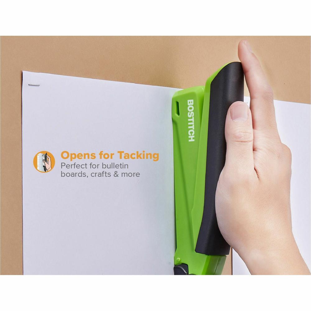 Bostitch InPower Spring-Powered Antimicrobial Desktop Stapler - 20 Sheets Capacity - 210 Staple Capacity - Full Strip - 1 Each - Green. Picture 3